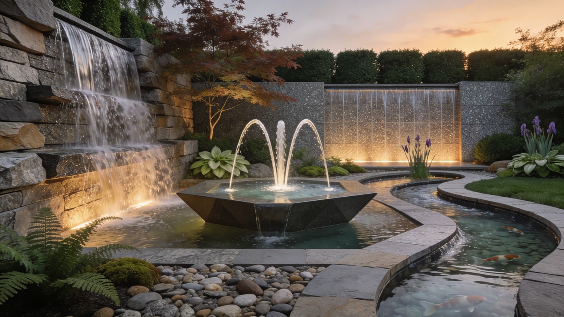 庭園水景工程 - 瀑布流水景觀設計