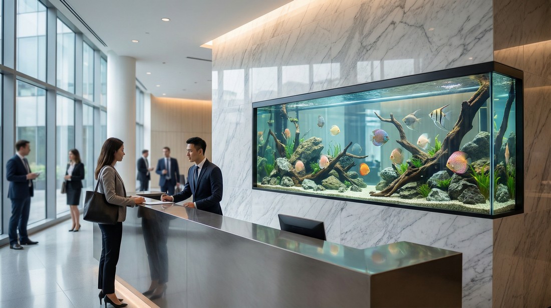 辦公室風水魚缸工程案例 - 接待處大型觀賞缸